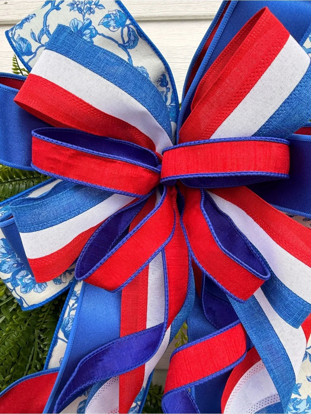 Patriotic Beaded Grass Wreath, 4th of July Decor